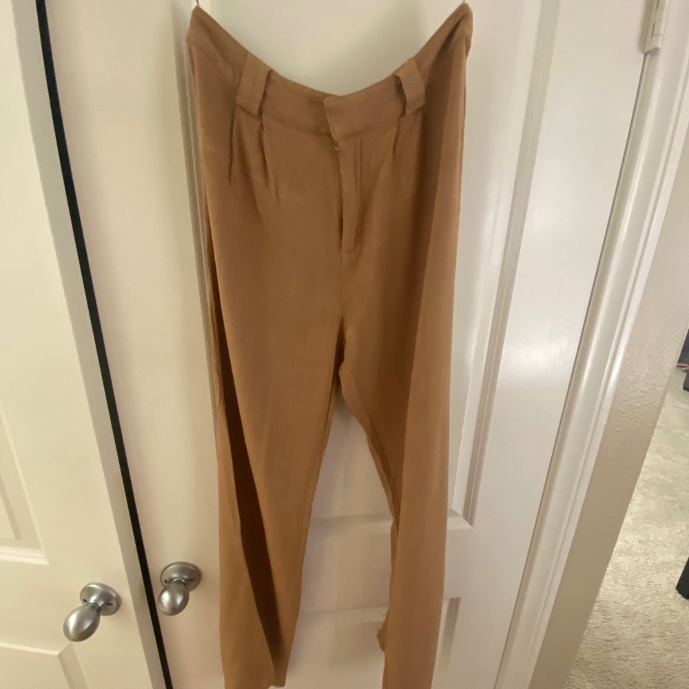 Mocha linen trousers